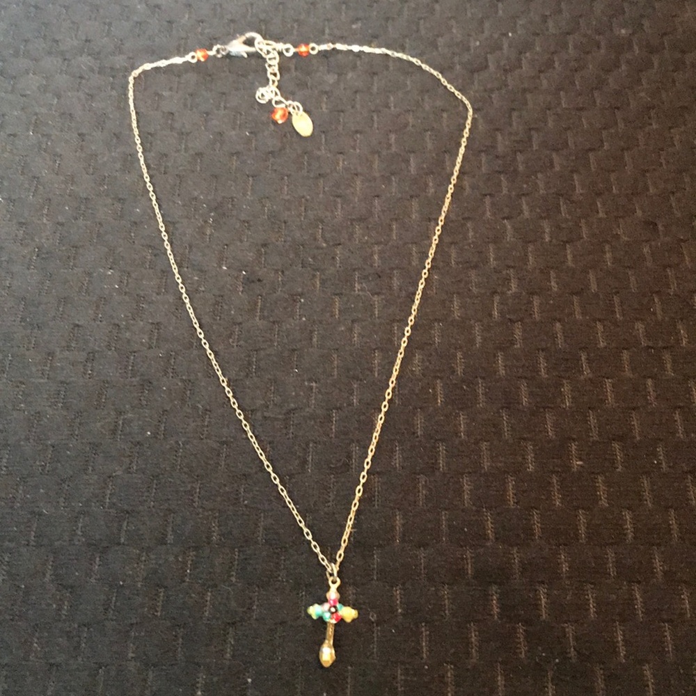 Petite Beaded Cross Necklace